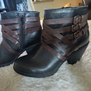 Women's Eurosoft Black and Brown Ankle Boots